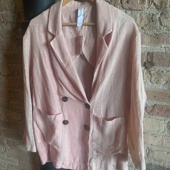 Anthropologie AMADI "KAYE" Linen Blend BLAZER NWT - Blush Salmon - Picture 3 of 8